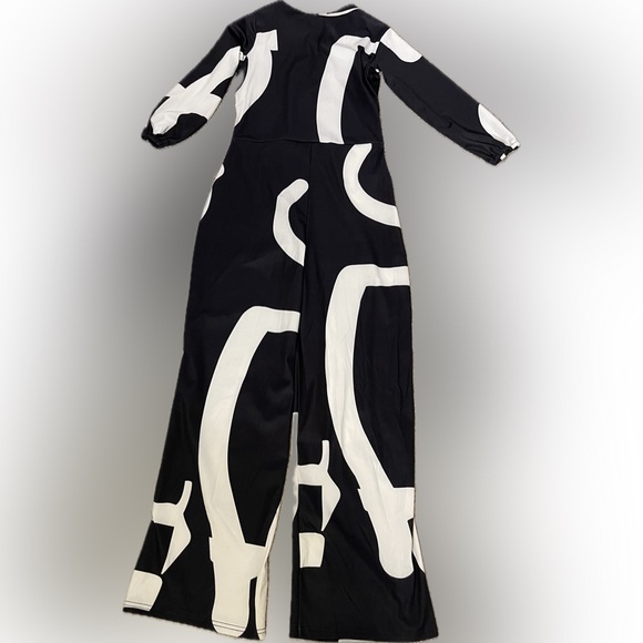 Women’s Jumpsuit V Neck Long Sleeve High Waist Sz Med - Picture 3 of 6